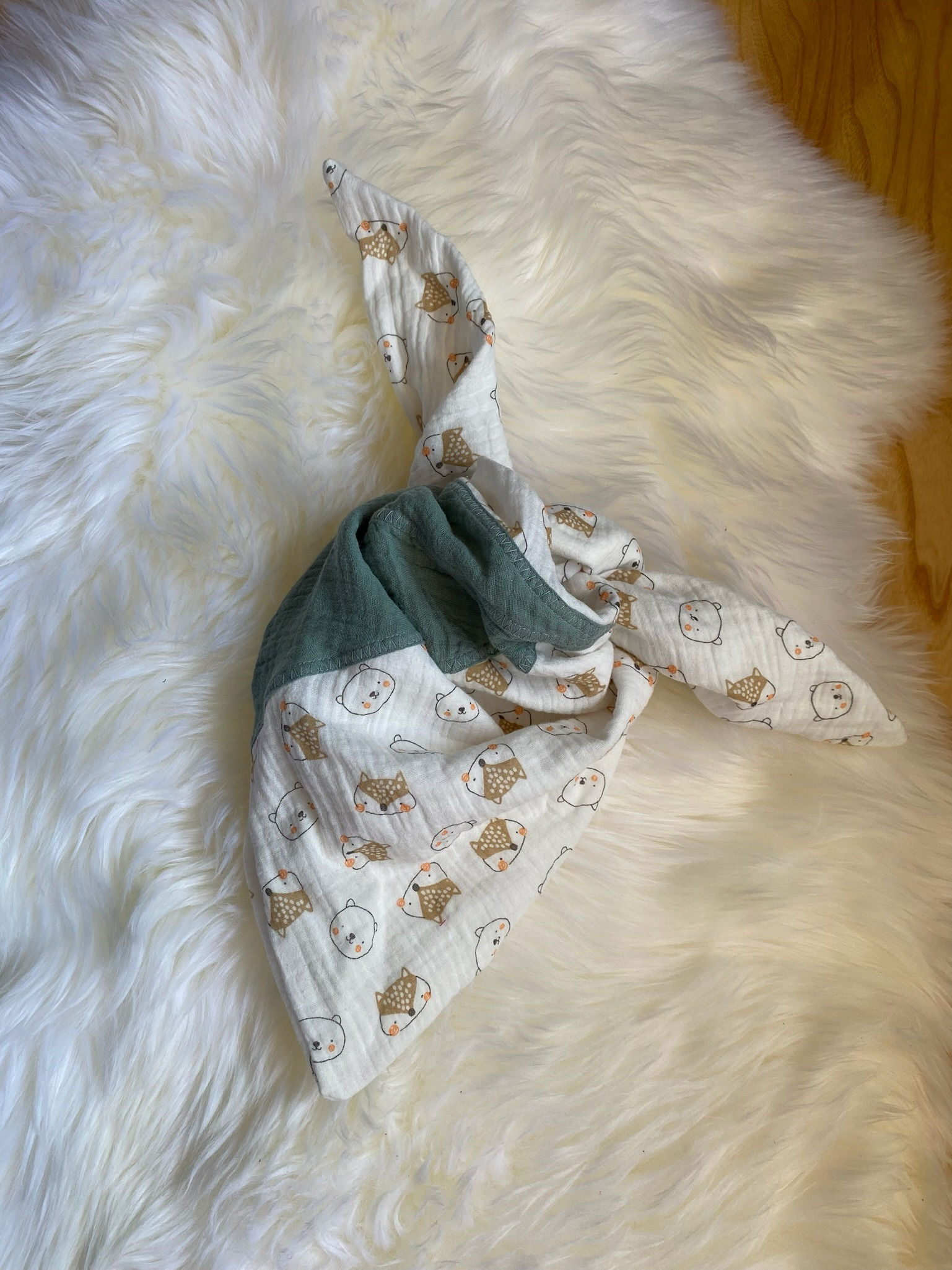 Musselinschal Kinder - Motiv Bärli Weiss