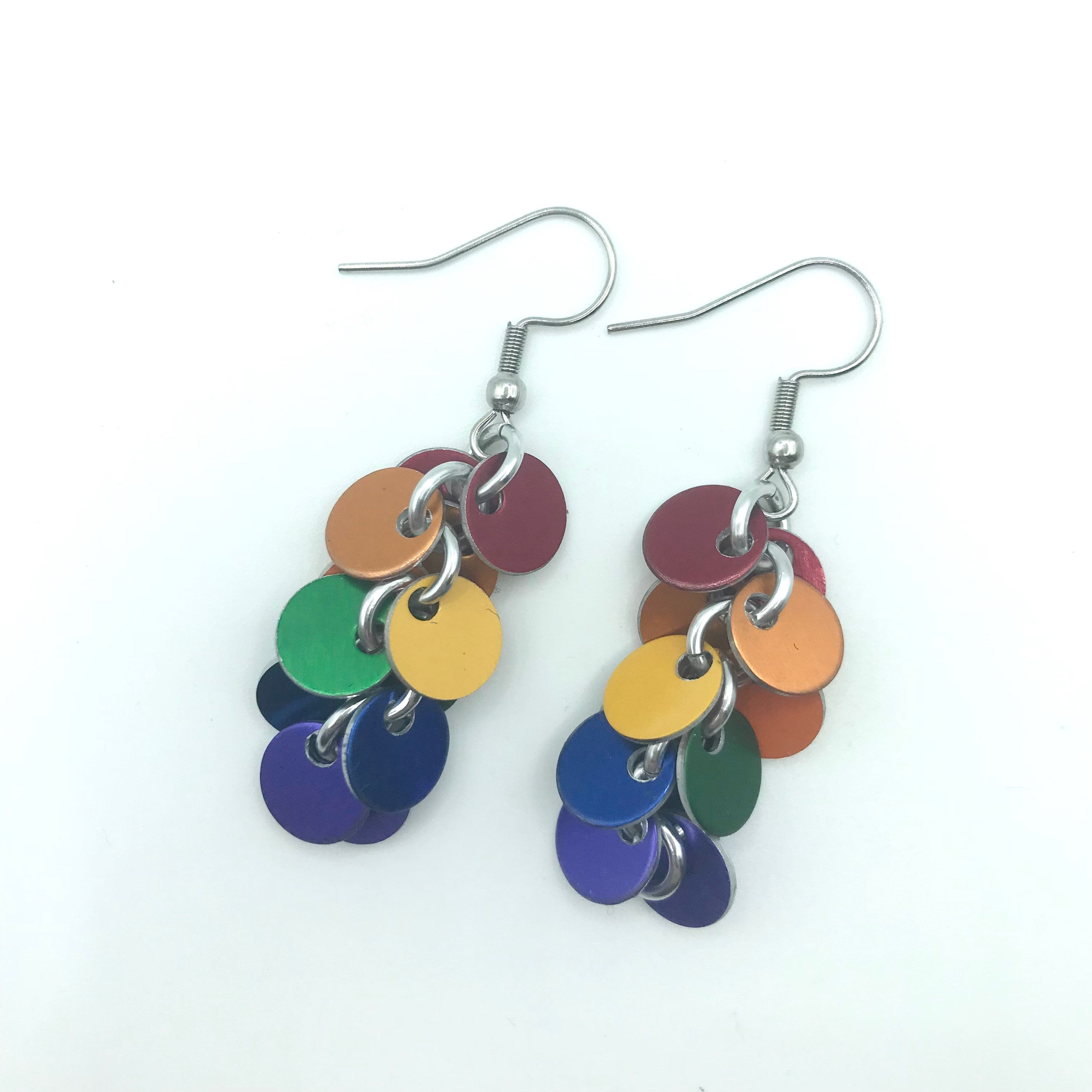 Rainbow Round Scale Earrings