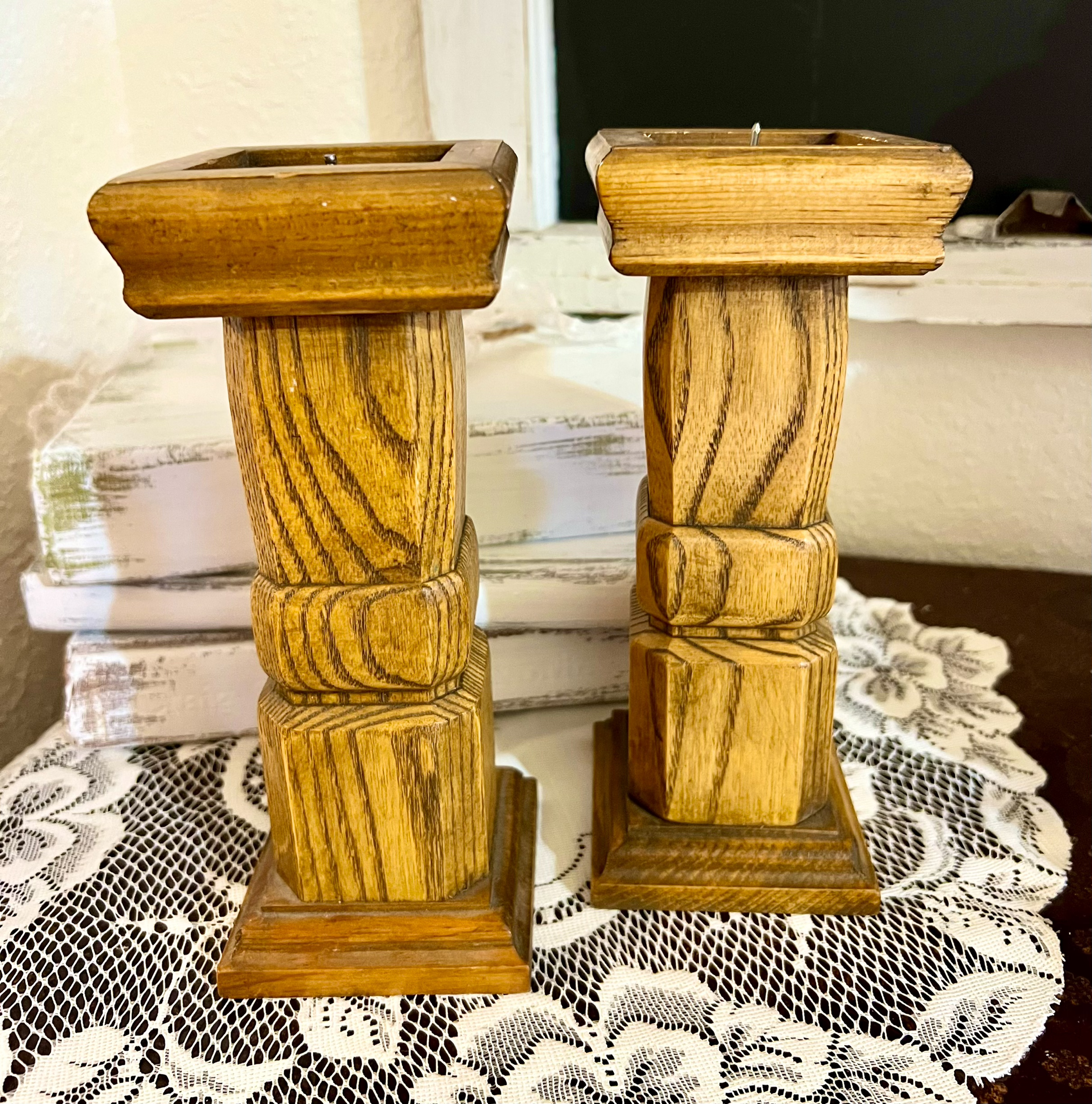 Wooden candlesticks