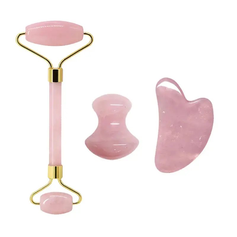 Thumbnail: Rose Quartz Gua Sha & Jade Roller Set — Sculpt, Lift & Glow at Home