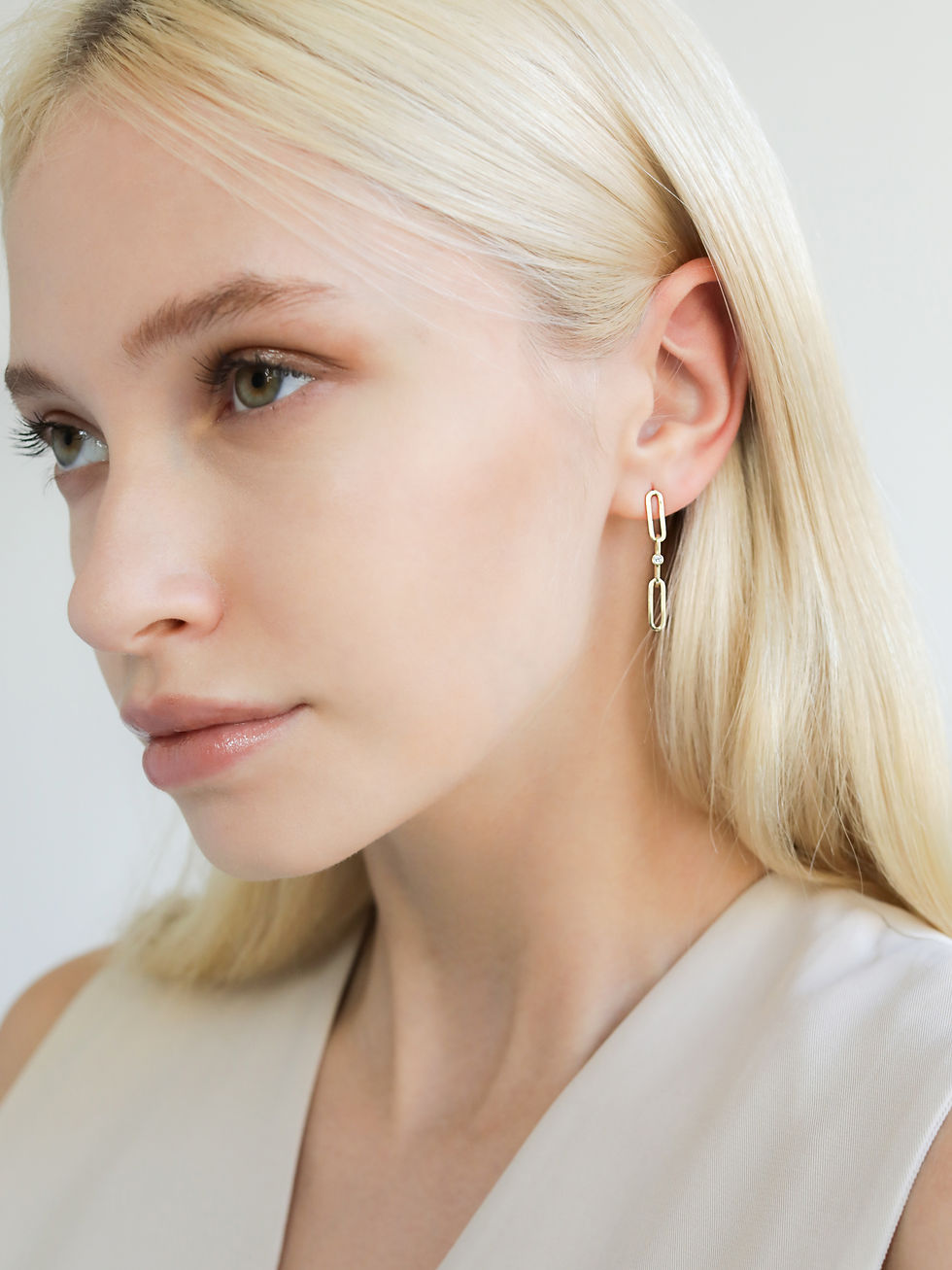 Thumbnail: Diamond link earrings by Kelly Fletcher Jewelry