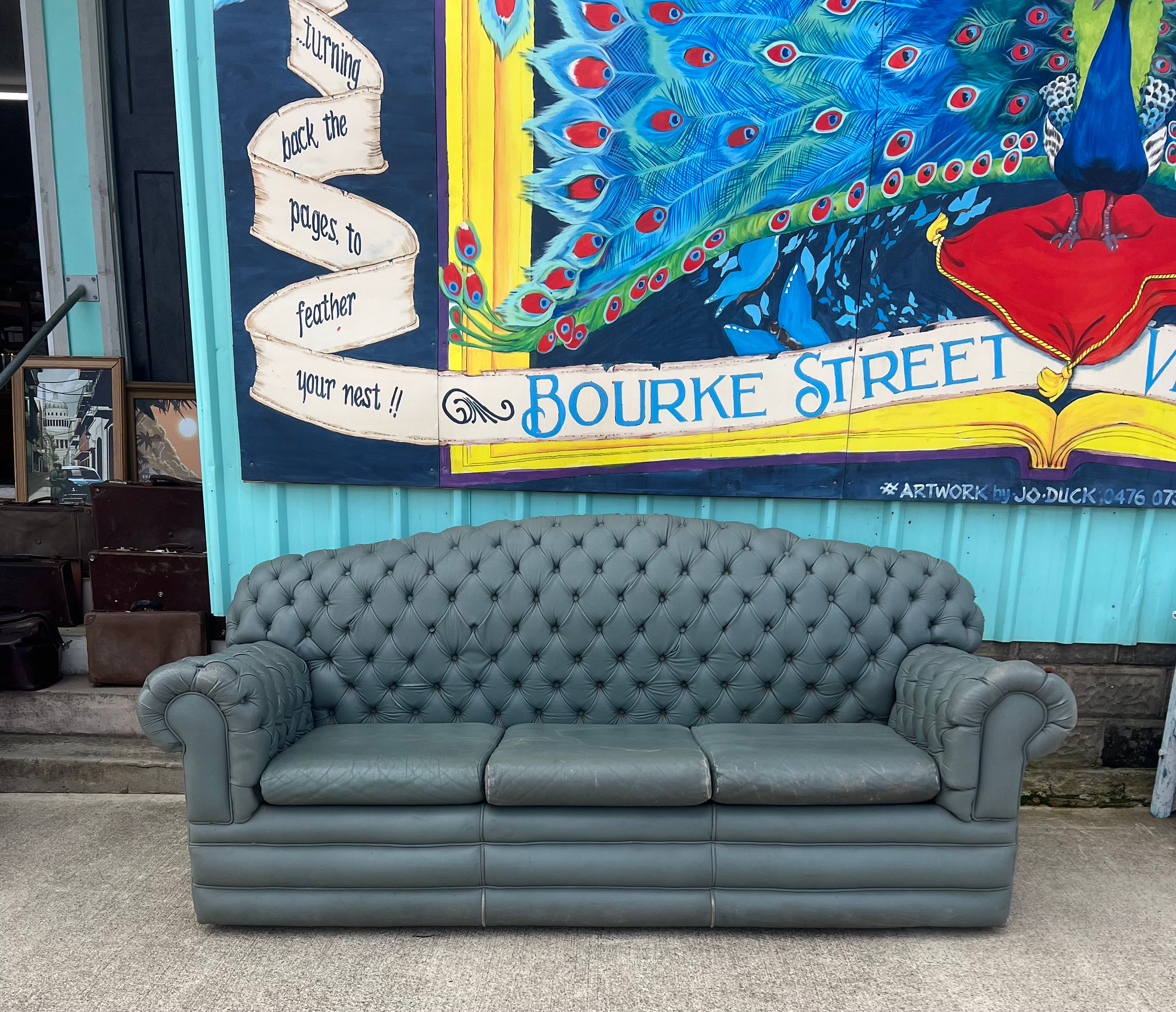 Beautiful Vintage Italian Leather Chesterfield