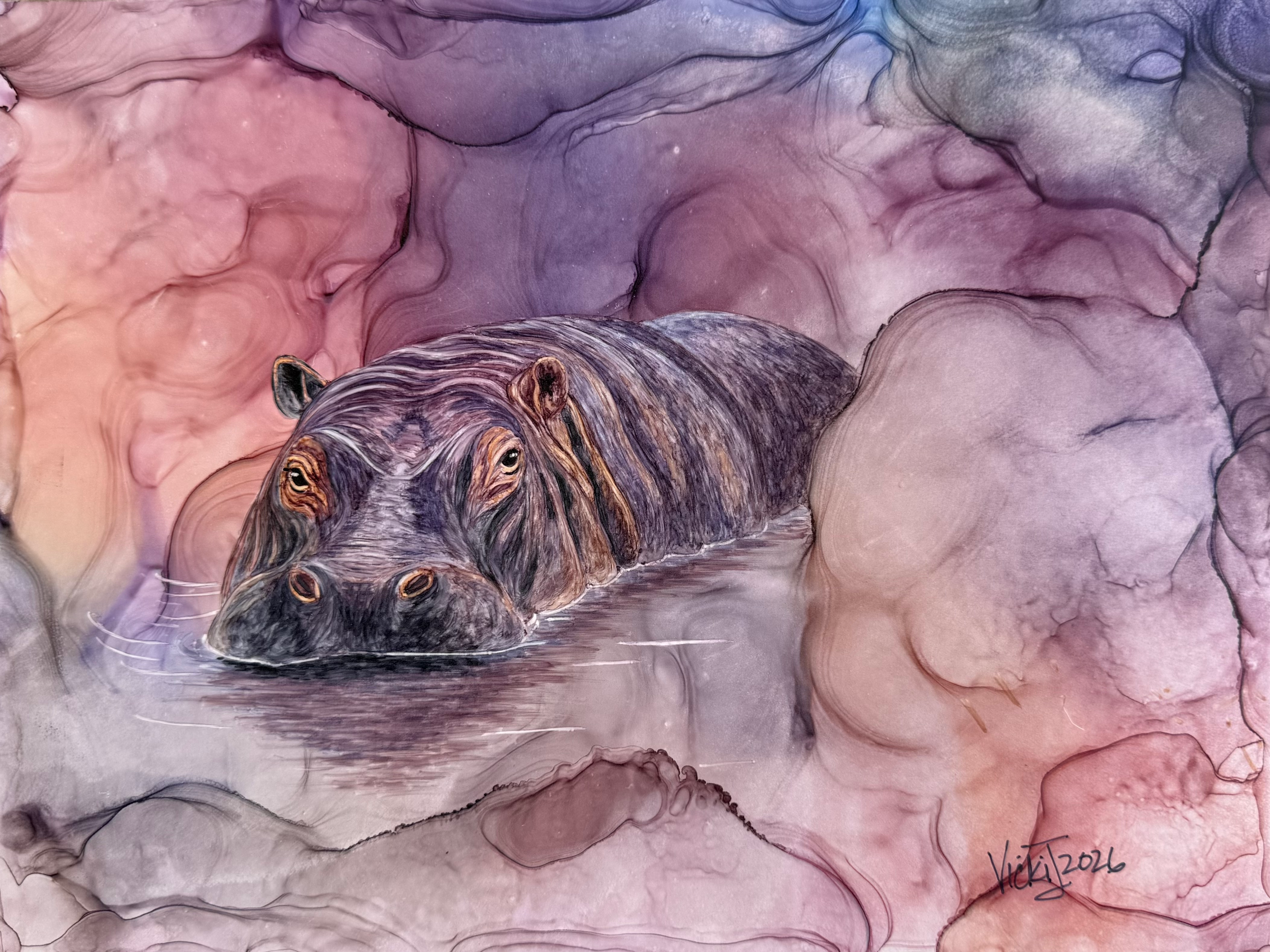Silent Passage – Hippo Fine Art Print