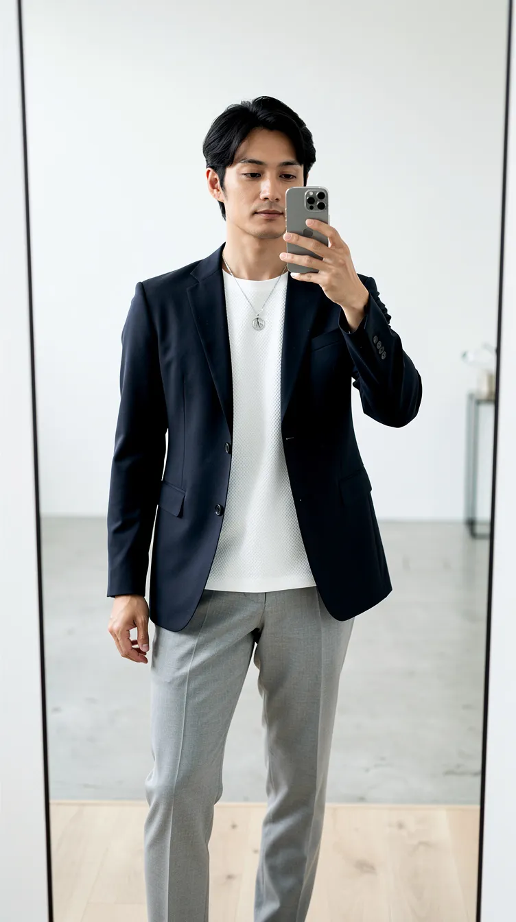 The Modern Aristocrat: Lightweight Blazer + T-Shirt + Trousers