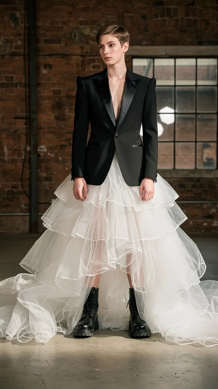 The Statement Tulle Skirt with a Structured Blazer