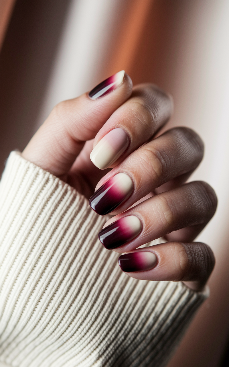 The Gradient Dream: Burgundy Ombre Nails