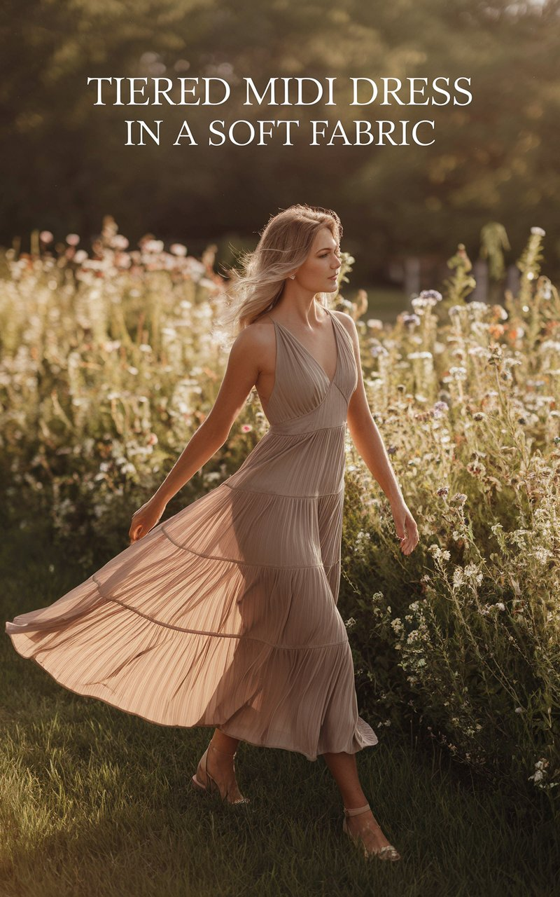 Tiered Midi Dress in a Soft Fabric