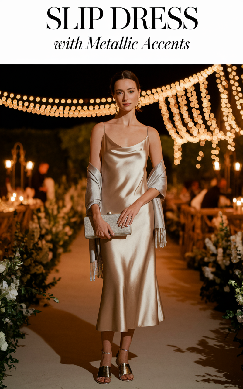Slip Dress with Metallic Accents