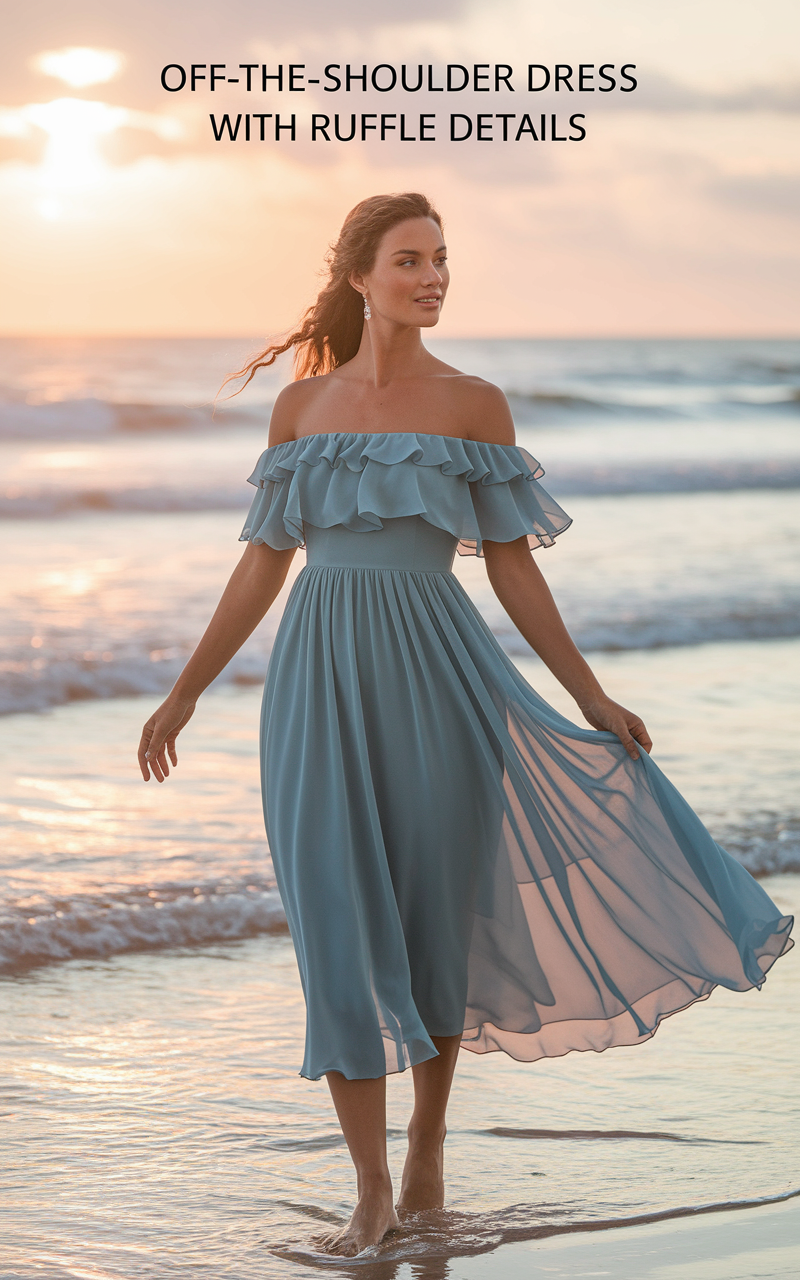 Off-the-Shoulder Dress with Ruffle Details