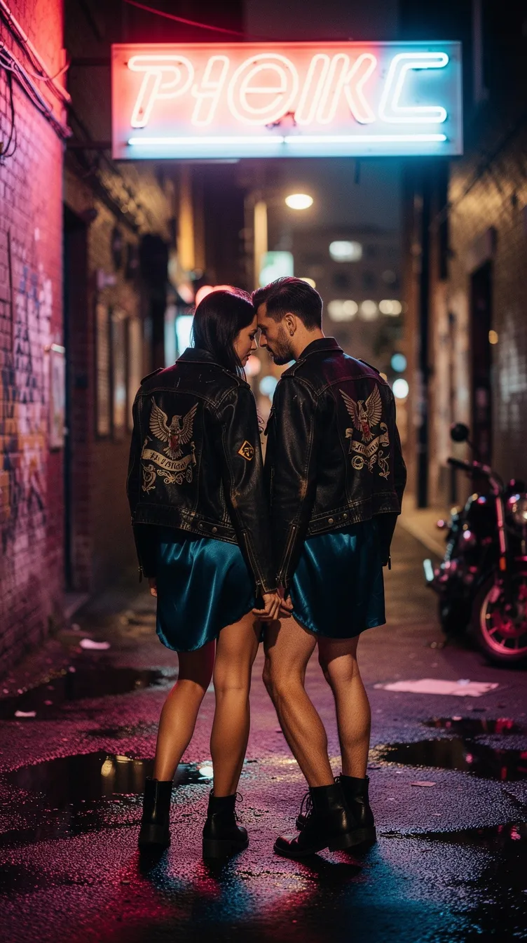 Custom Embroidered Leather Jackets Over Silk Slips