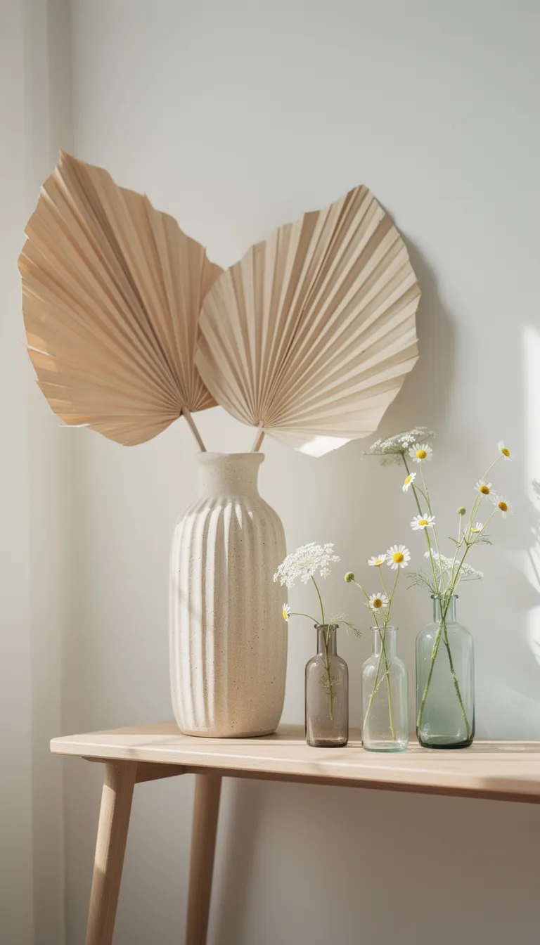 Minimalist Wildflower & Palm Frond Displays