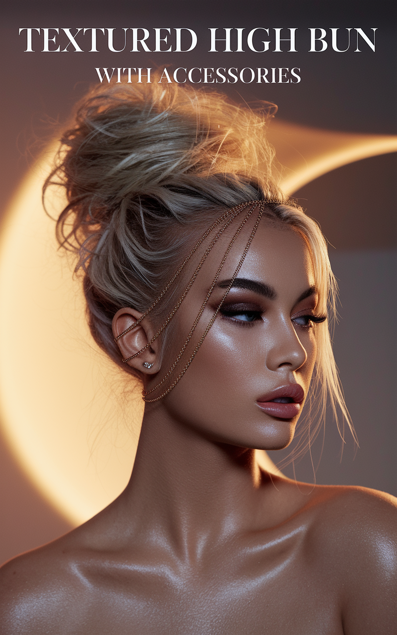 Textured High Bun with Accessories
