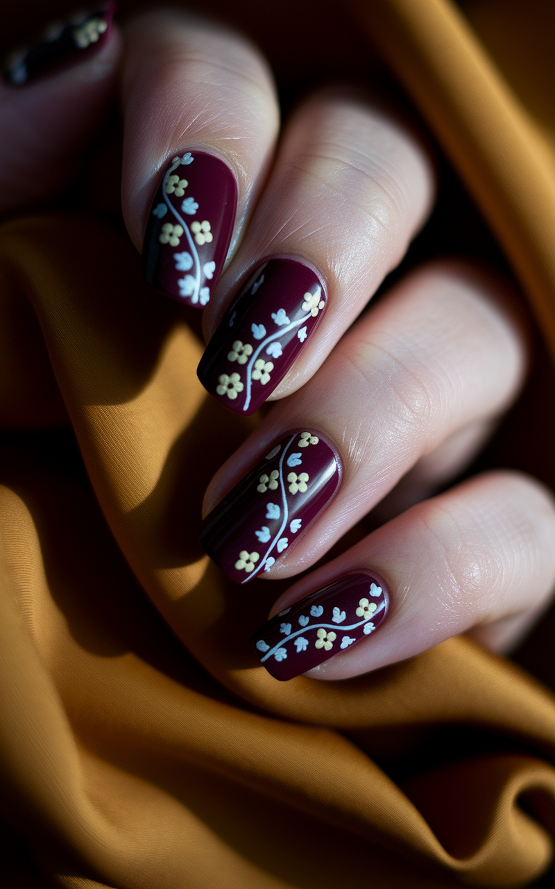 The Moody Floral: Burgundy with Delicate Floral Details