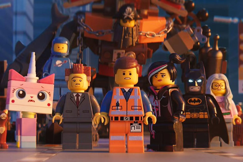 Emmet and characters in The Lego Movie by Lord and Miller