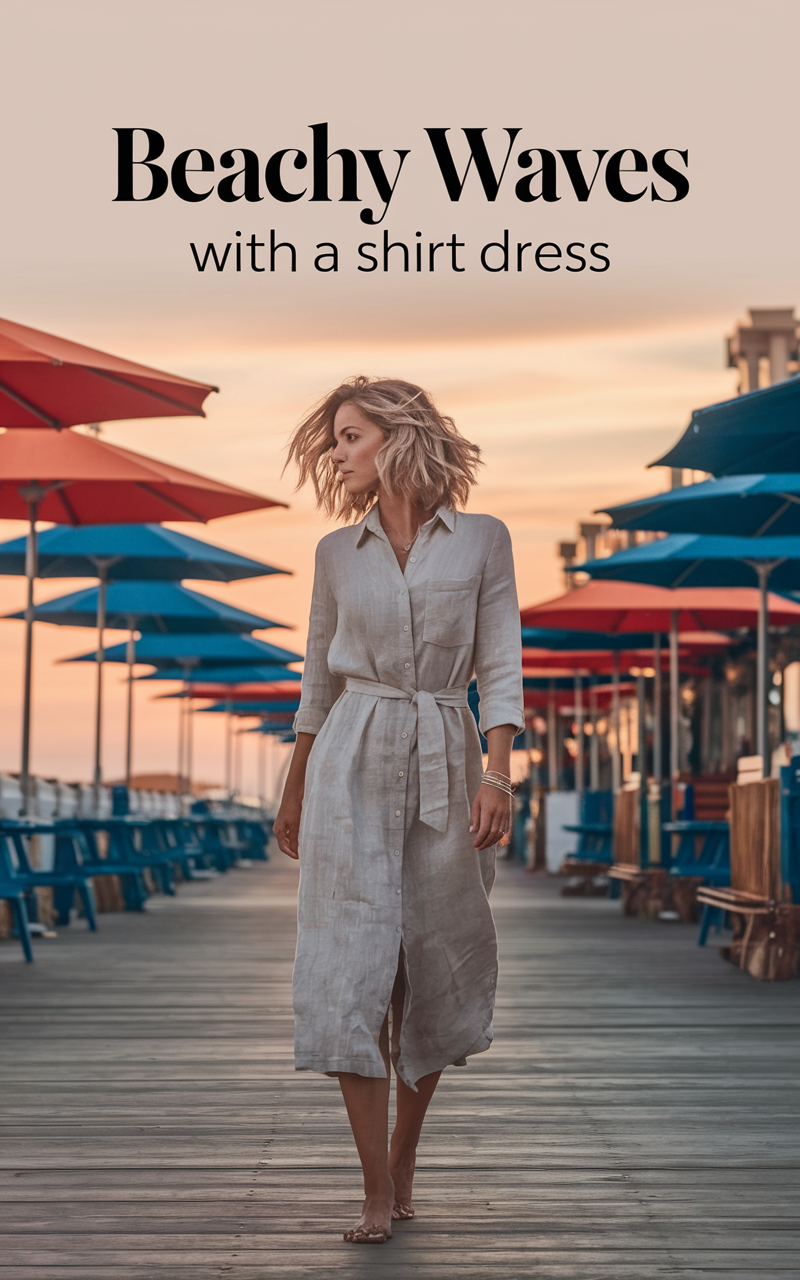 Beachy Waves with a Shirt Dress