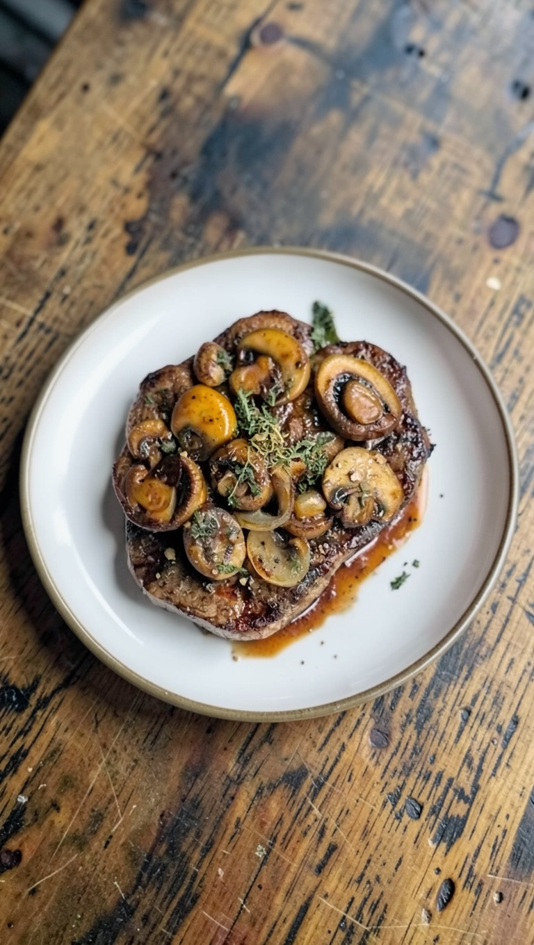 Easy Ribeye Steak with French Onions & Mushrooms