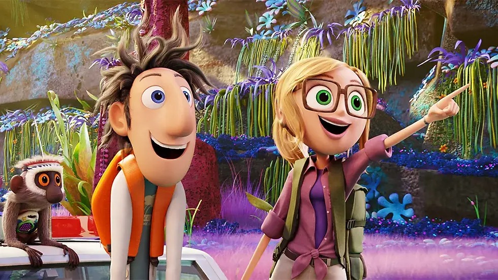 Flint Lockwood and Sam Sparks in Cloudy with a Chance of Meatballs 2