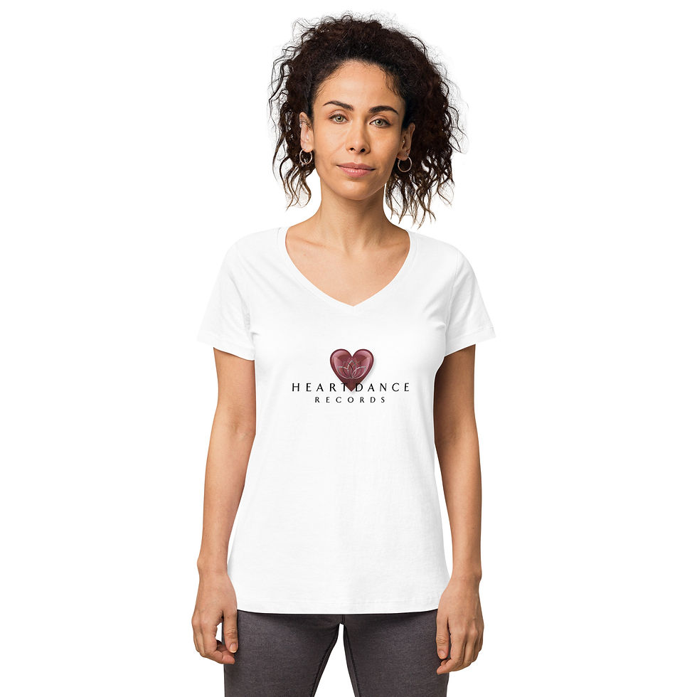 Thumbnail: Women’s fitted v-neck t-shirt with HDR logo & Heal Balance Calm