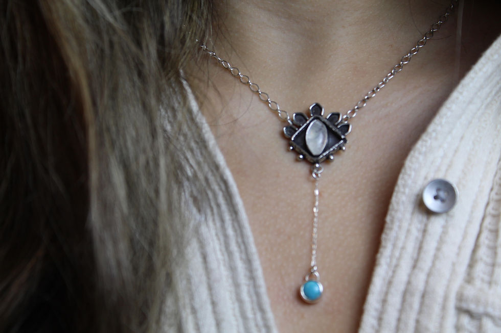 Thumbnail: Moonstone and Turquoise Evil Eye Necklace