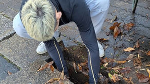 側溝の落ち葉によるつまりの解消をお手伝いしました/市原市