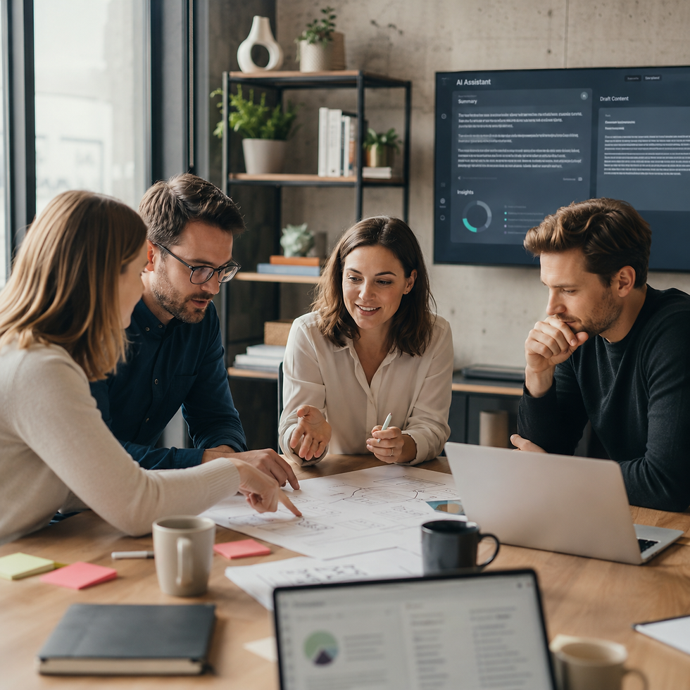 AI al lavoro con il team in ufficio