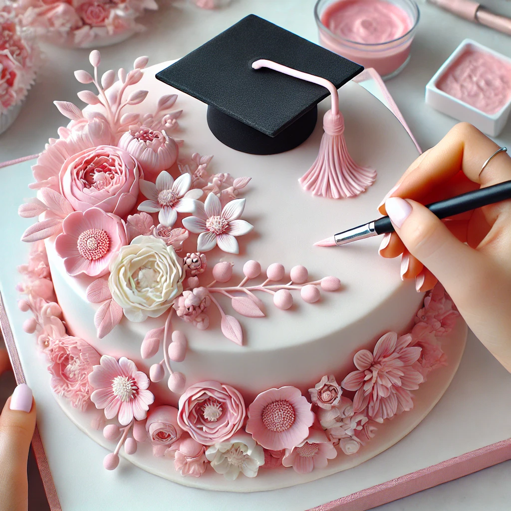 1.	Delicate Pink and White - Graduation Cake