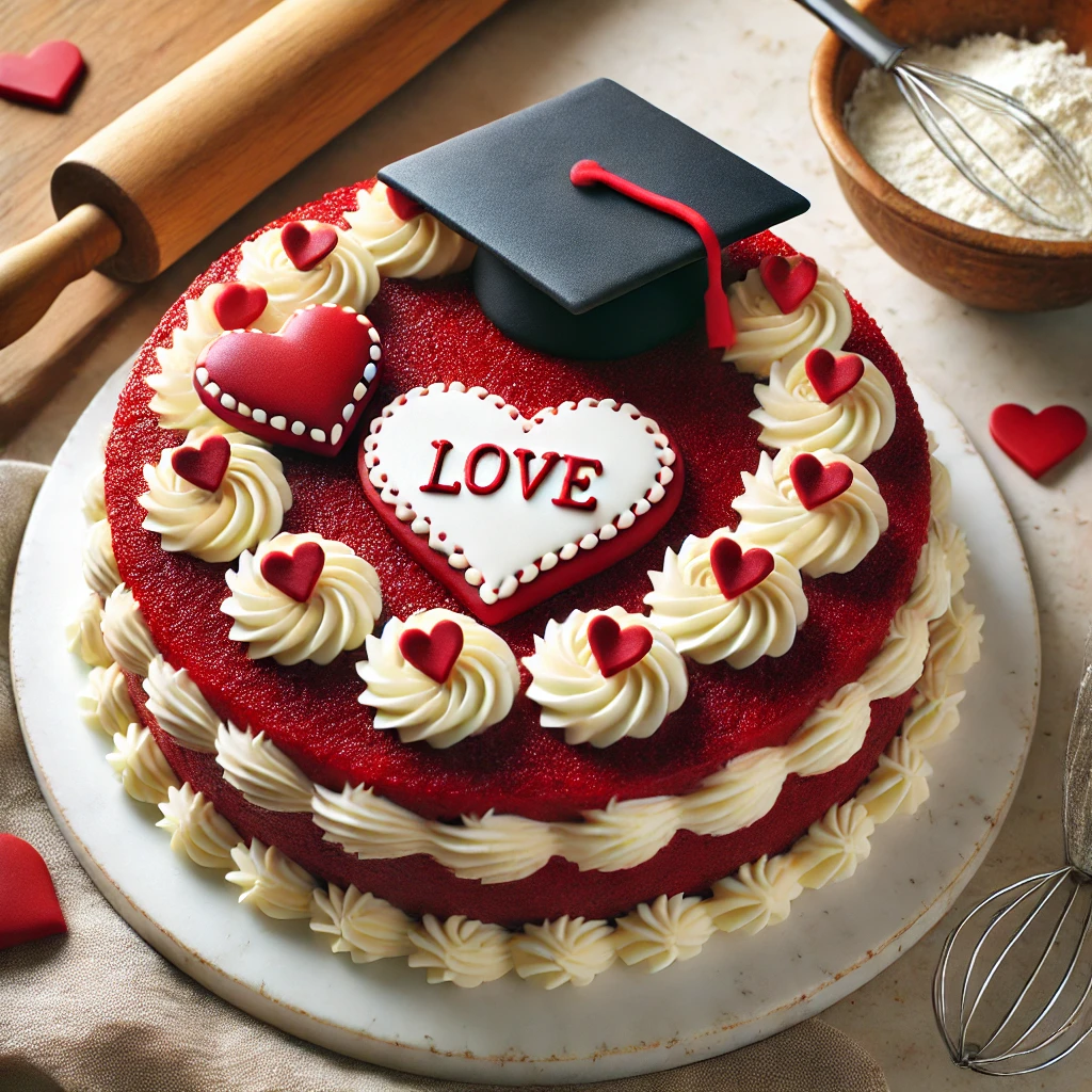4.	Heart Shaped Graduation  - Graduation Cake