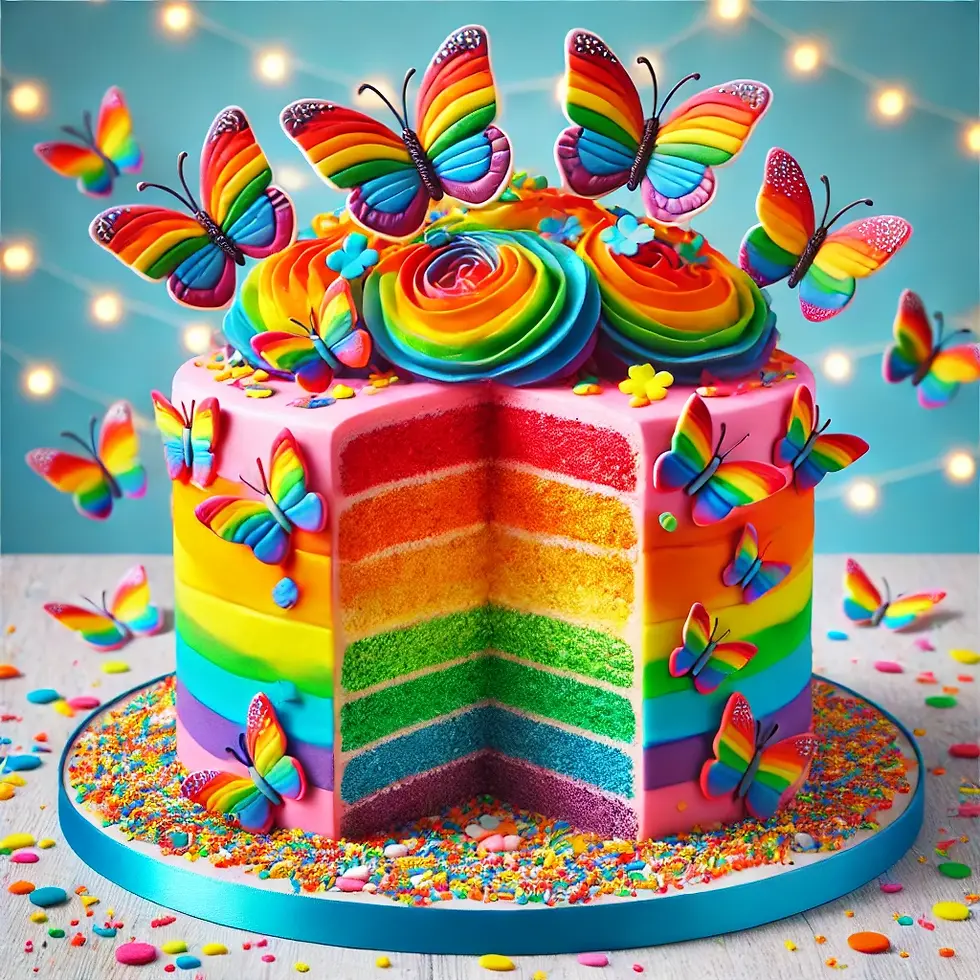 Rainbow Butterfly Extravaganza Cake