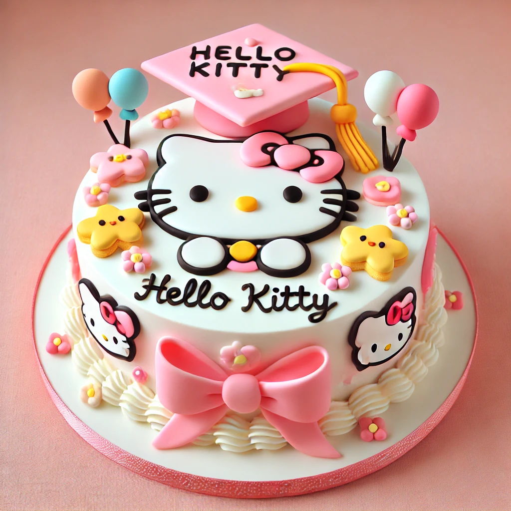 7.	Playful Hello Kitty - Graduation Cake