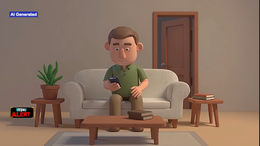 an image of a Ai character getting scammed by cyber crime