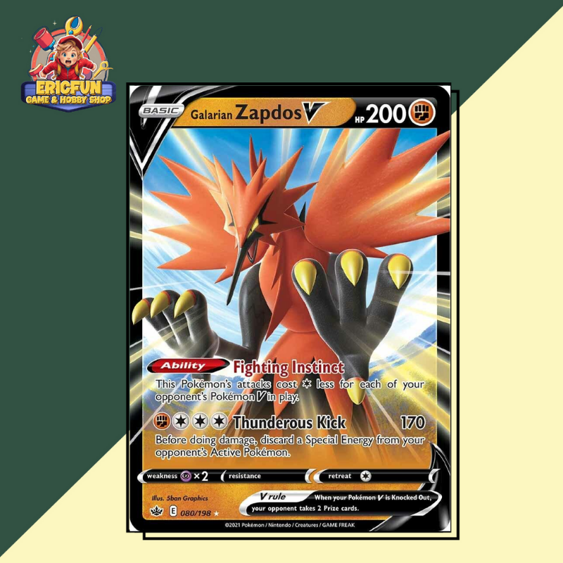 (EF) Galarian Zapdos V #80 Pokemon Chilling Reign
