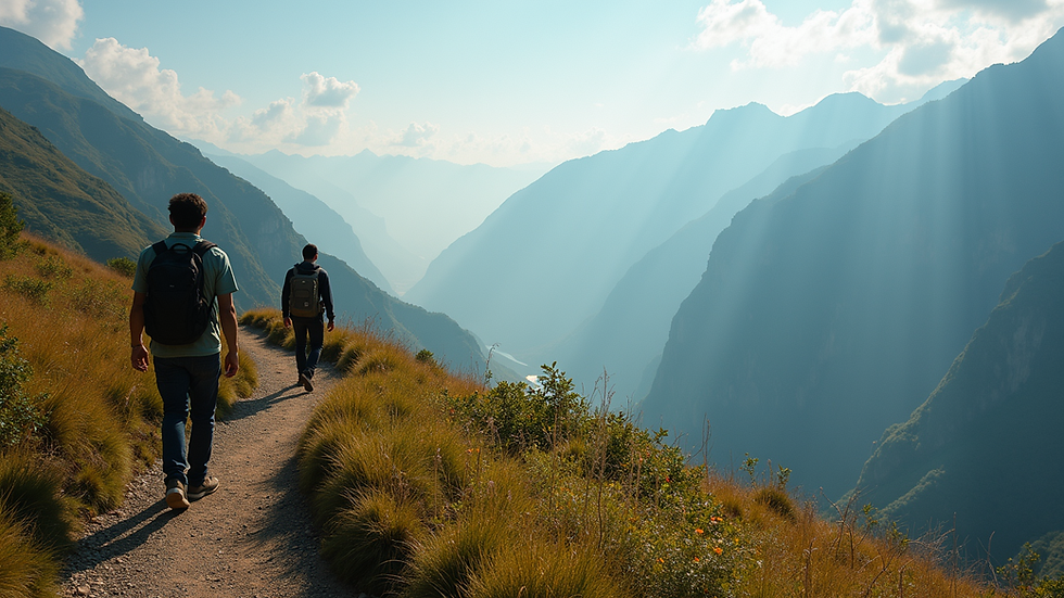 High angle view of hikers experiencing the India Venster trail