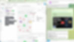 Neo4j database screen with nodes and relationships on left, messaging app with YouTube video link and summary on right.