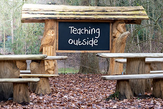 A classroom in the forest. Teaching duri