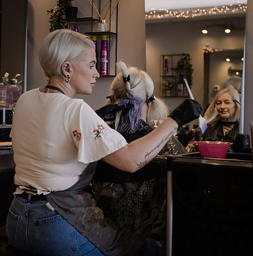 Laura doing a keratin treatment.