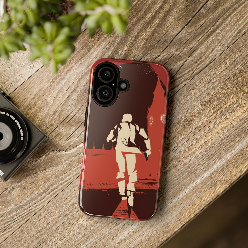 Thumbnail: Runner Silhouette Phone Case — Vintage Red Urban Jogging Design