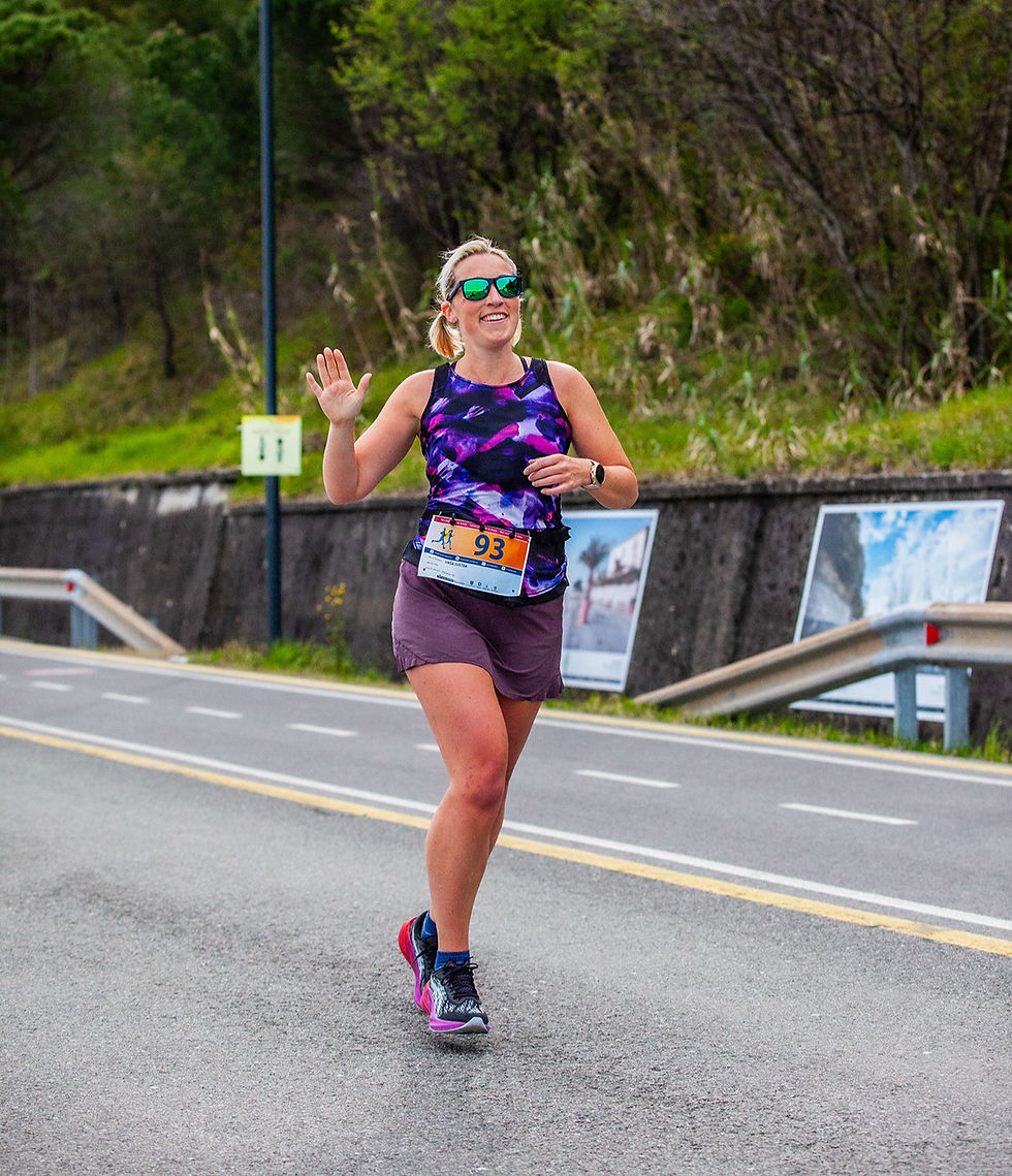 woman running on a race
