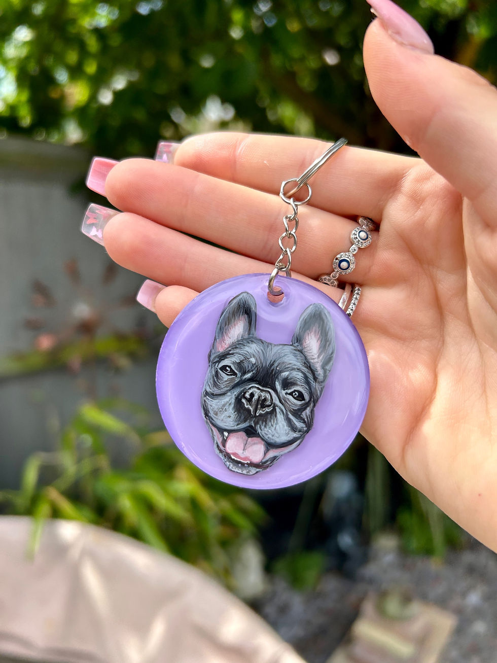 Thumbnail: Key to my heart pet portrait keyring 