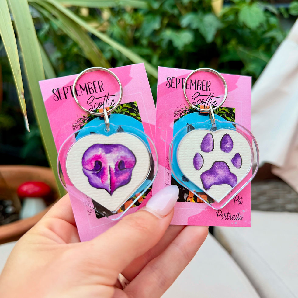 Thumbnail: Watercolour paw / snout keyrings 