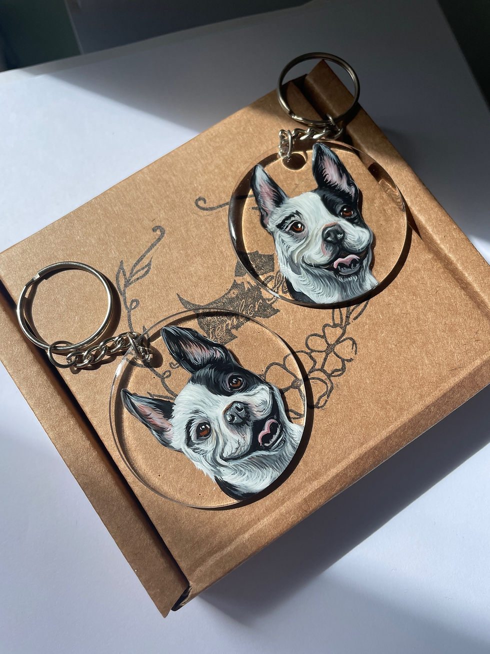 Thumbnail: Key to my heart pet portrait keyring 