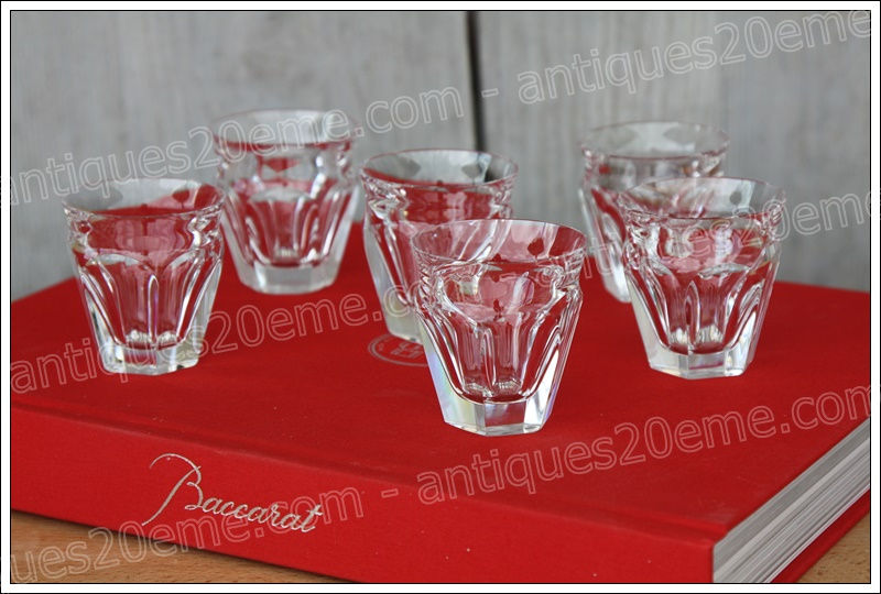 Antiques20ème, Verres à liqueur shots gobelets cristal Baccarat Harcourt Talleyrand, Baccarat crystal liquor goblets shots