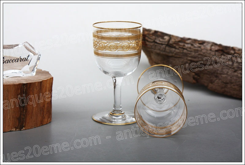 Antiques20ème, Verres à vin cristal Baccarat modèle Athénienne, Baccarat crystal wine glasses