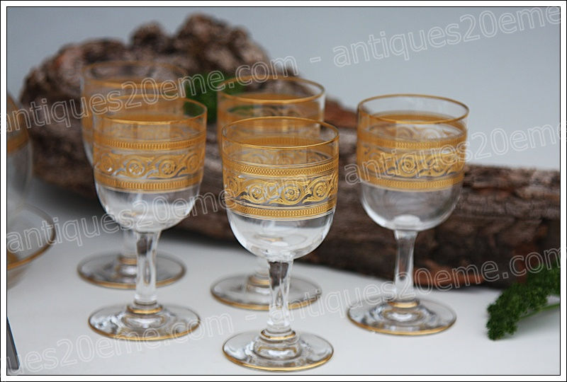 Antiques20ème, Service à porto apéritif cristal Baccarat modèle Athénienne, Baccarat crystal Aperitif set glasses decanter