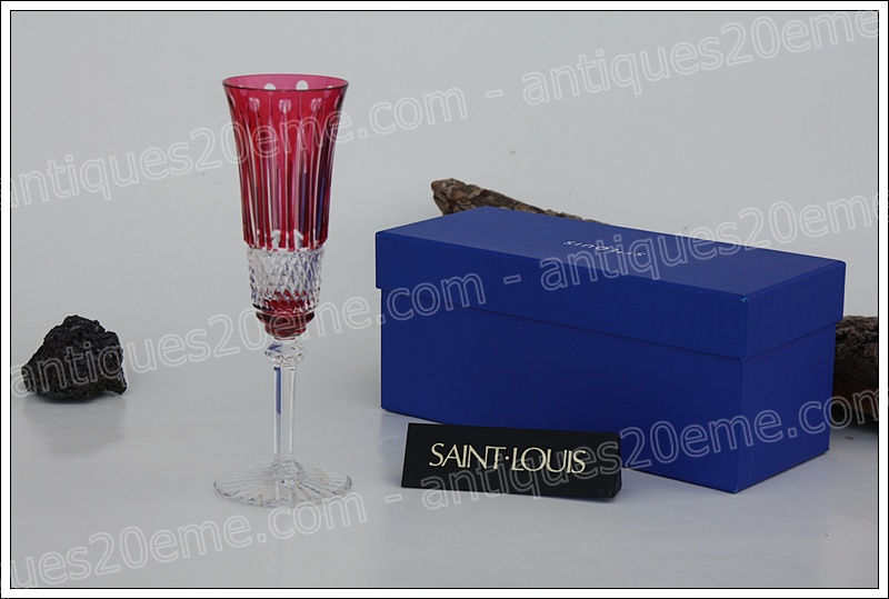 Antiques20ème, Flûte à champagne cristal St Louis modèle Tommy, St.Louis Tommy crystal champagne flute glass