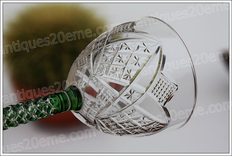 Antiques20ème, Verre à vin du Rhin en cristal de Baccarat, Baccarat crystal roemer glass wine hock
