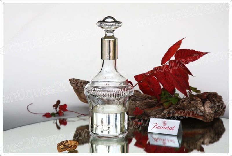 Antiques20ème, Carafe à cognac en cristal de Baccarat modèle Silver 1883 pour Camus, Baccarat crystal Cognac decanter