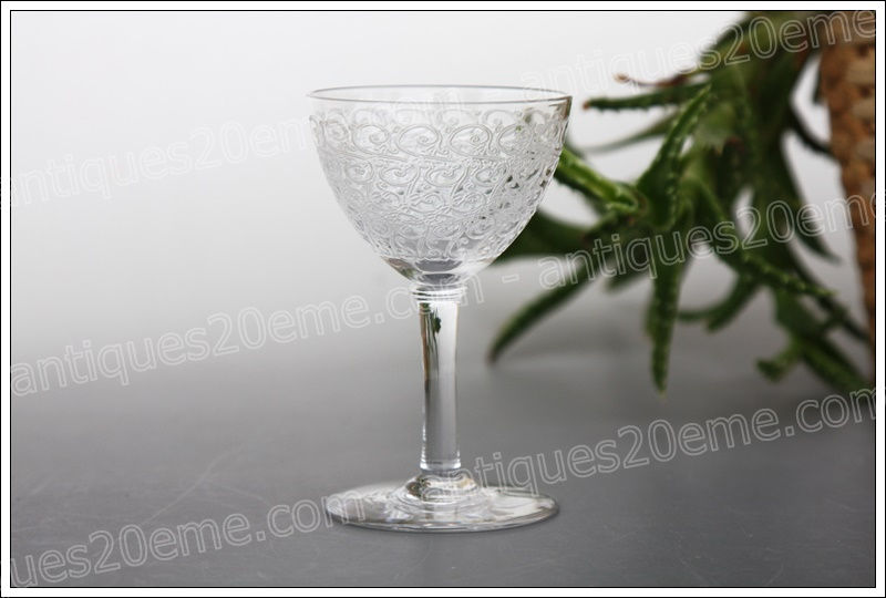 Antiques20ème, Verres à porto apéritif en cristal de Baccarat modèle Combourg Rohan, Baccarat crystal aperitif glasses