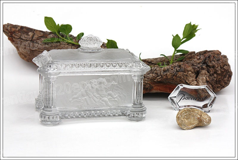 Antiques20ème, Boîte à bijoux en cristal du modèle Baccarat Rachel, Baccarat crystal jewelry box