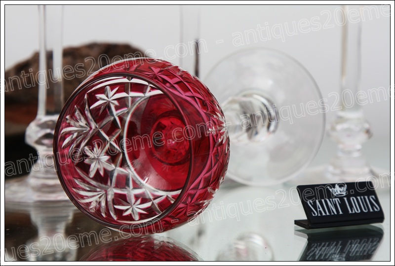 Antiques20ème, Verres à vin du Rhin Roemer en cristal de St Louis modèle Massenet, St Louis crystal Roemer glasses wine hock