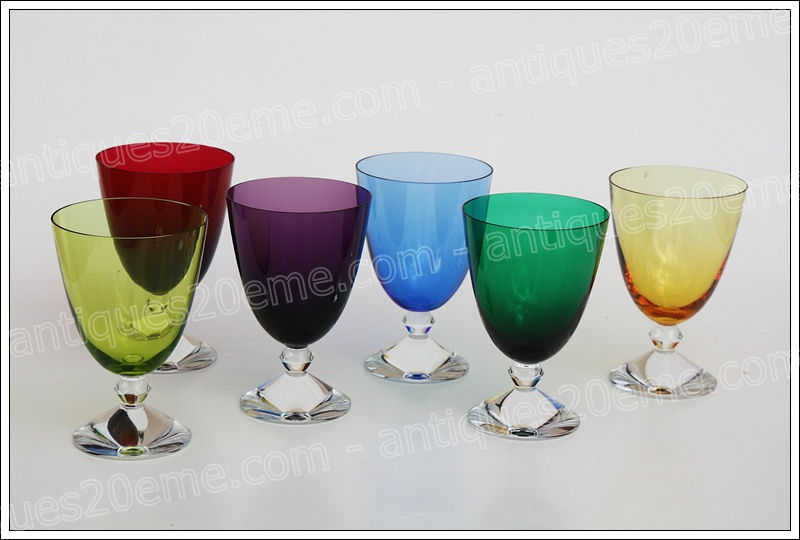 Antiques20ème, Verres à vin du Rhin en cristal de Baccarat modèle Vega, Baccarat crystal roemer glasses wine hock